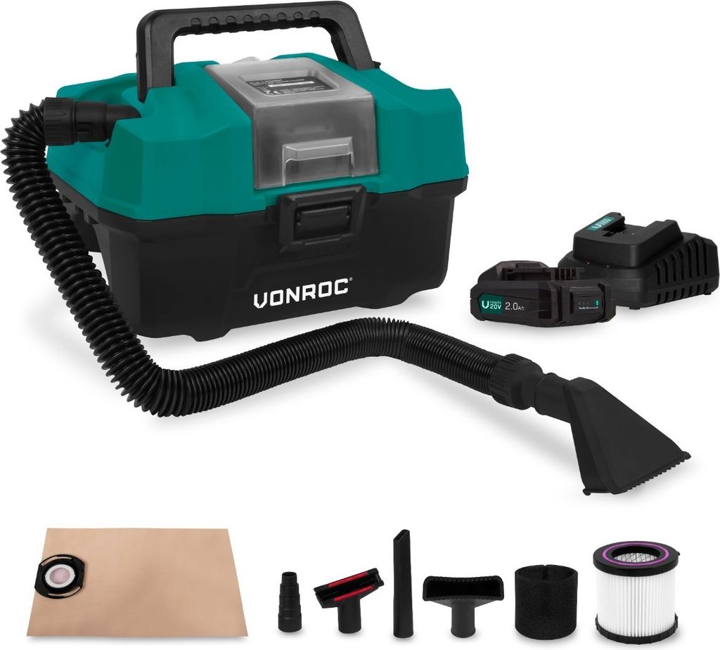 Vonroc Tragbarer Staubsauger – Nass Trockensauger – 20V - Produktbild 