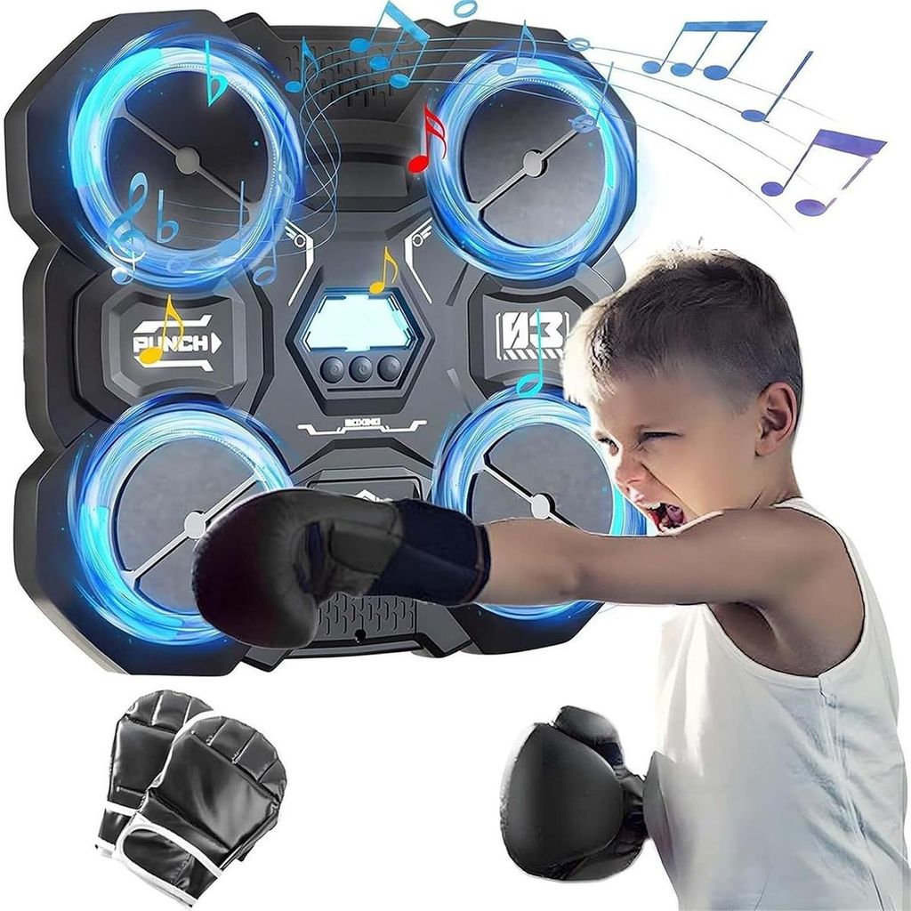 Musik-Boxmaschine für Kinder, Bluetooth Boxing-Ziel mit Handschuhen, Wandmontage, Interaktives Fitness- und Spielgerät