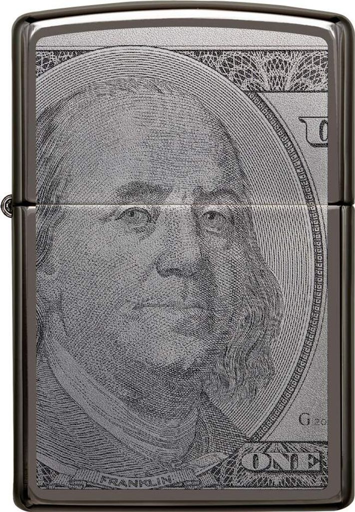 ZIPPO 60004890 Dollar Photo Image Laser Gravur Black Ice Produktbild 