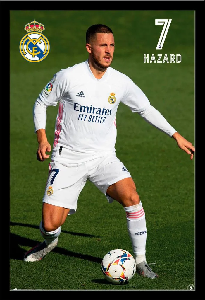 Poster Hazard Real Madrid 20/21 Encadré Prêt à Poser Vitre Acrylique