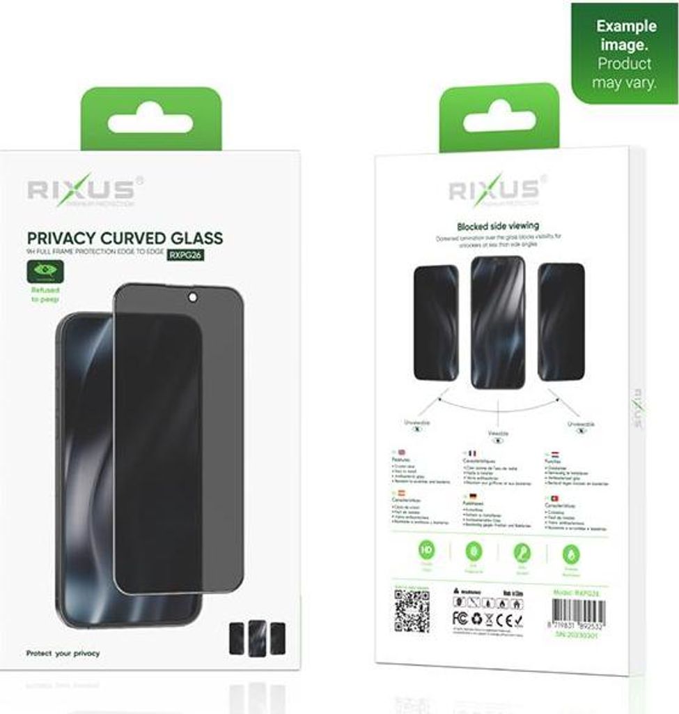 Rixus Privacy Full Curved Edge Displayschutz-Glas passend für Apple iPhone 14 Pro Max, schwarz