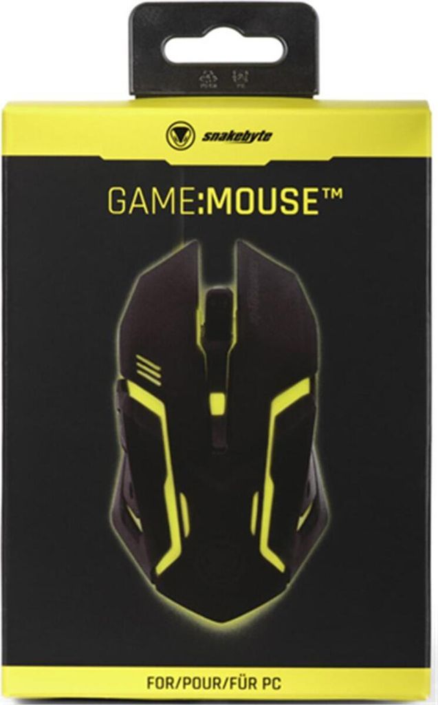 The image shows the retail packaging of a computer mouse.