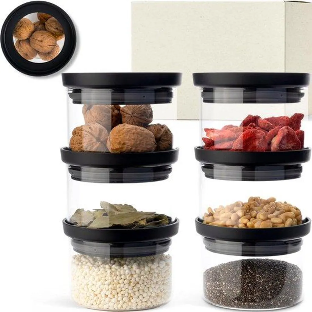 Bocaux à épices en verre avec couvercle hermétique - Rangement cuisine