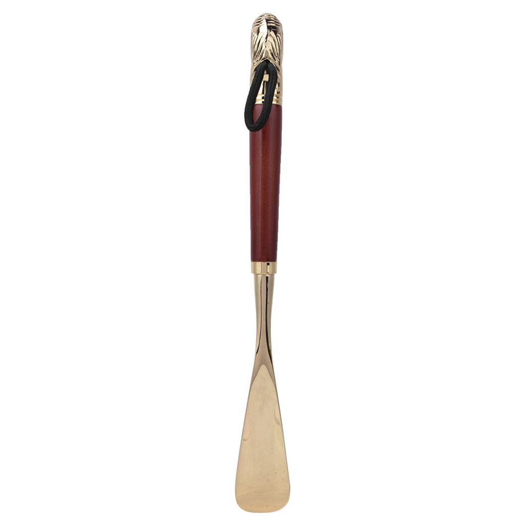 Metall Löwenkopf Schuhanzieher Holz Langer Griff Griff Schuhheber Schuh Löffel Werkzeug (Braun 49cm )
