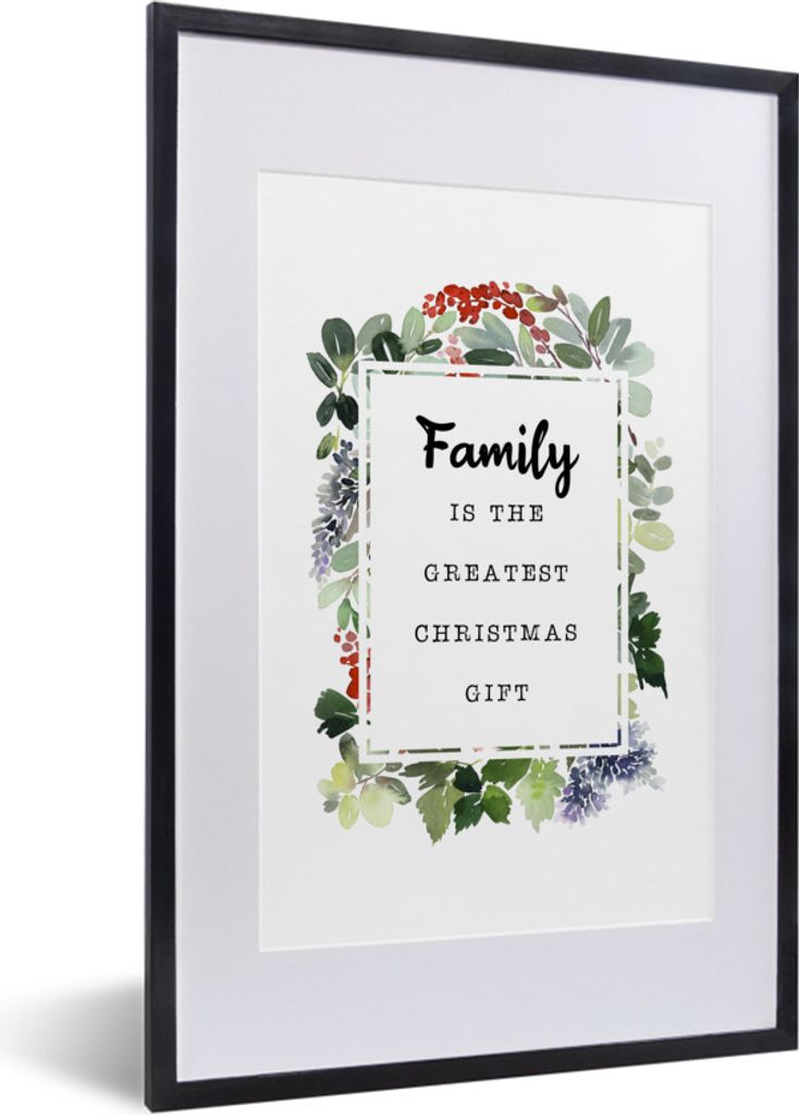 MuchoWow Gerahmtes Poster Weihnachten - Zitat - Familie 40x60 cm - Poster mit Schwarzem Bilderrahmen Wandposter Rahmen Foto Bilder - Poster in Ra...