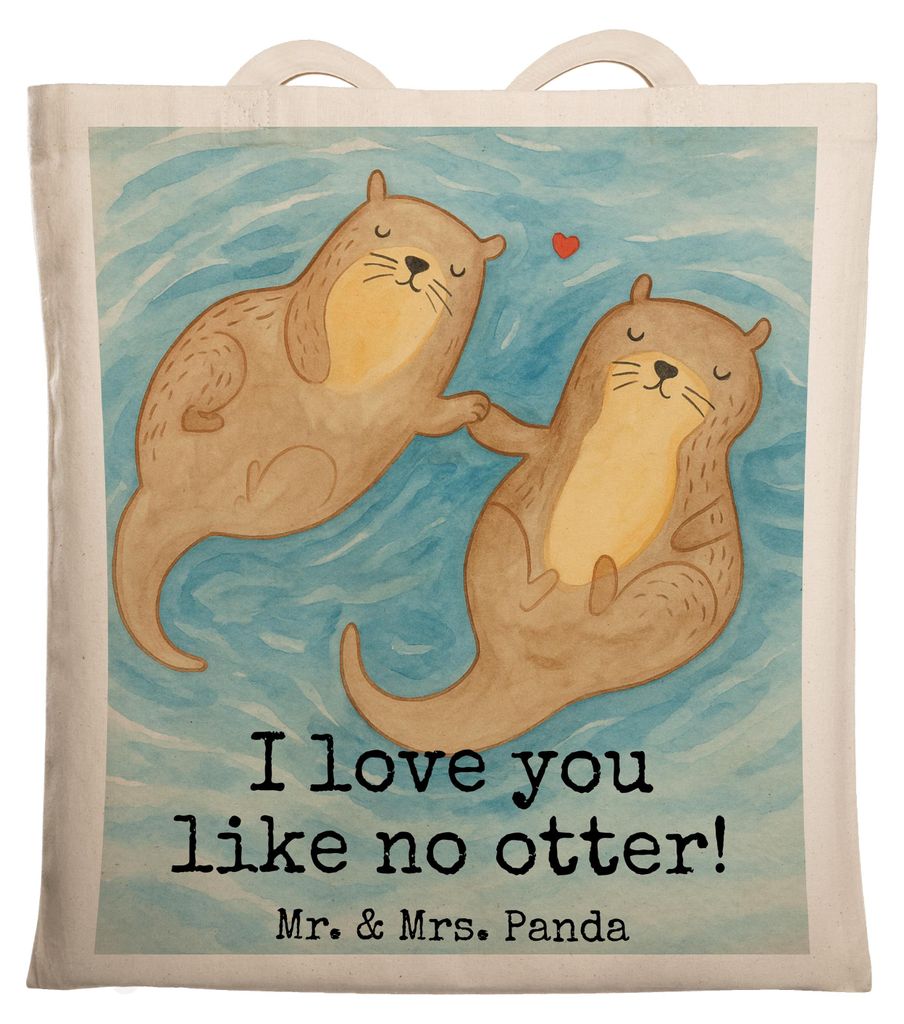 Mr. & Mrs. Panda festivaltasche Otter Hände halten Design - Weiß - Geschenk, Laptoptasche, Romantisch, Verliebt, Liebe, glücklich, Jutebeutel, S...
