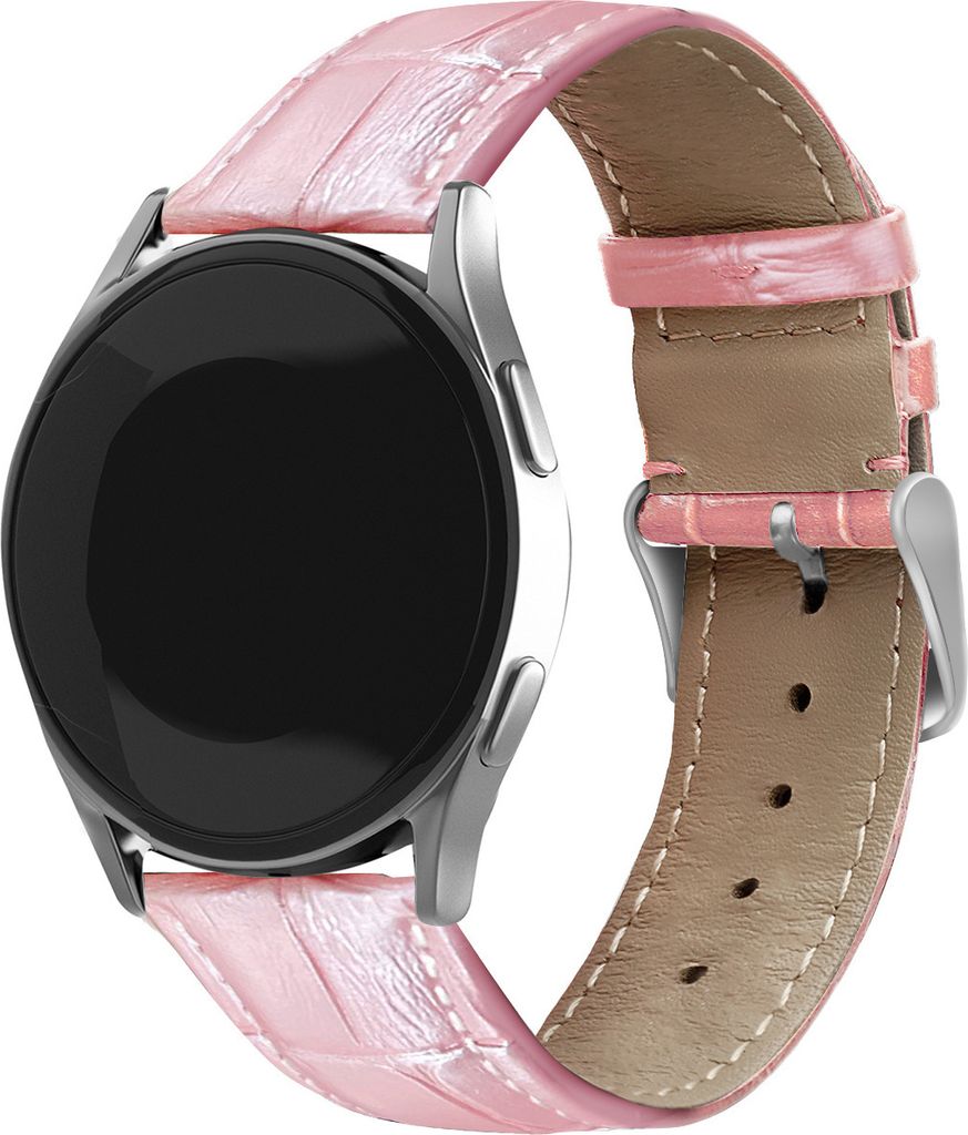 Strap-it Samsung Galaxy Watch 6 Classic 47mm Leder Armband Krokoprägung (Rosa)