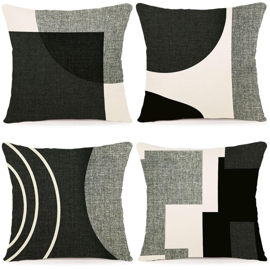 Set mit 4 Kissenbezügen, 40x40 cm, dekorative Outdoor-Kissenbezüge, Leinenkissenbezüge, geometrische Muster für Sofa, Wohnzimmer, Zierkissen