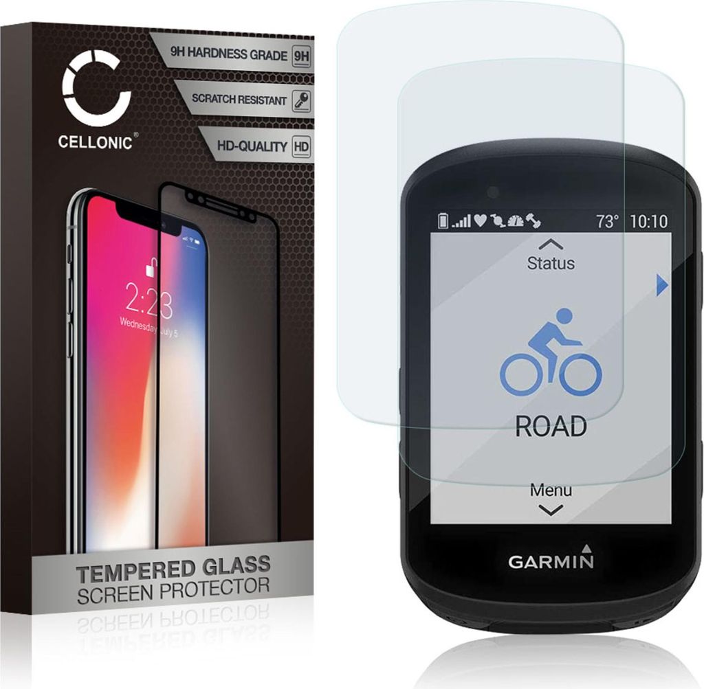 2x CELLONIC Display Schutzglas kompatibel mit Garmin Edge 540 / Edge 840 Navigationsgerät (2.5D 9H 0,30mm Full Glue) Schutzfolie Transparent Displ...