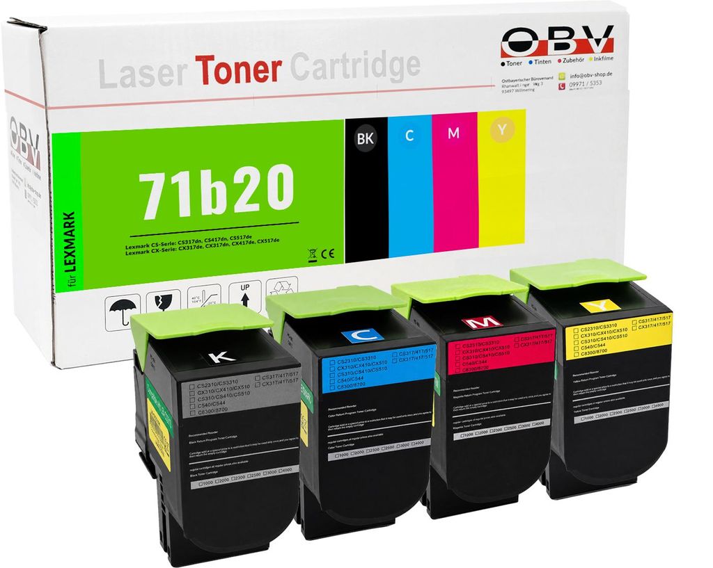 Set di 4 toner compatibili Lexmark 71B20 - CS317dn CS417dn Immagine del prodotto 
