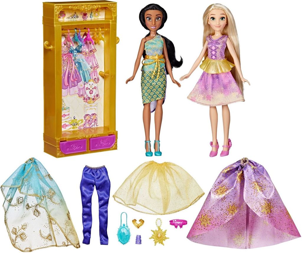 Hasbro Disney Clothes Closet Set + Jasmin und Rapunzel Puppen F5066