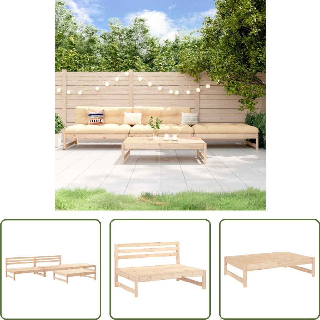 The Living Store 4-tlg. Garten-Lounge-Set Massivholz Kiefer