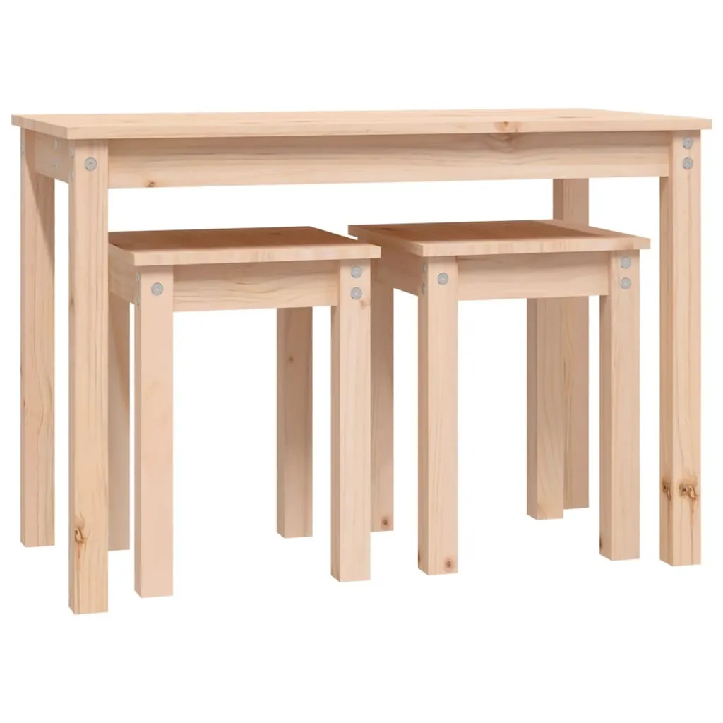 Tavolini Sovrapponibili in Pino Massiccio - Design Minimalista Set 3 Pezzi - 6