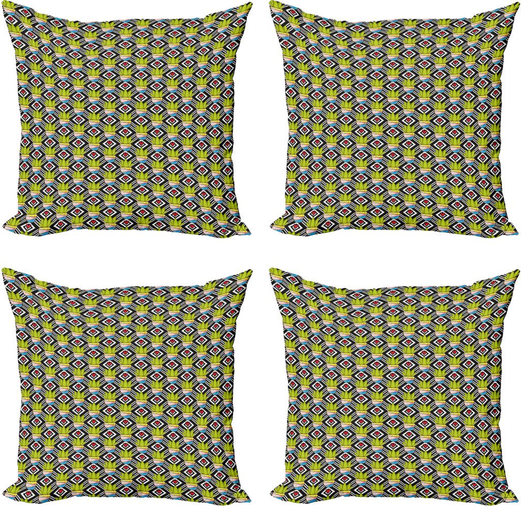 ABAKUHAUS Kaktus Kissenbezug Set (4 Stück), Pflanzen Töpfe Love Theme, Moderner Doppelseitiger Digitaldruck, 60 cm x 60 cm, Mehrfarbig