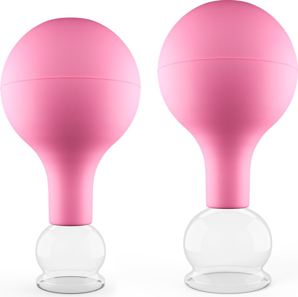 Pulox Schröpfgläser Set aus Echtglas 2 Stück. 2,5cm und 3,2cm Pink