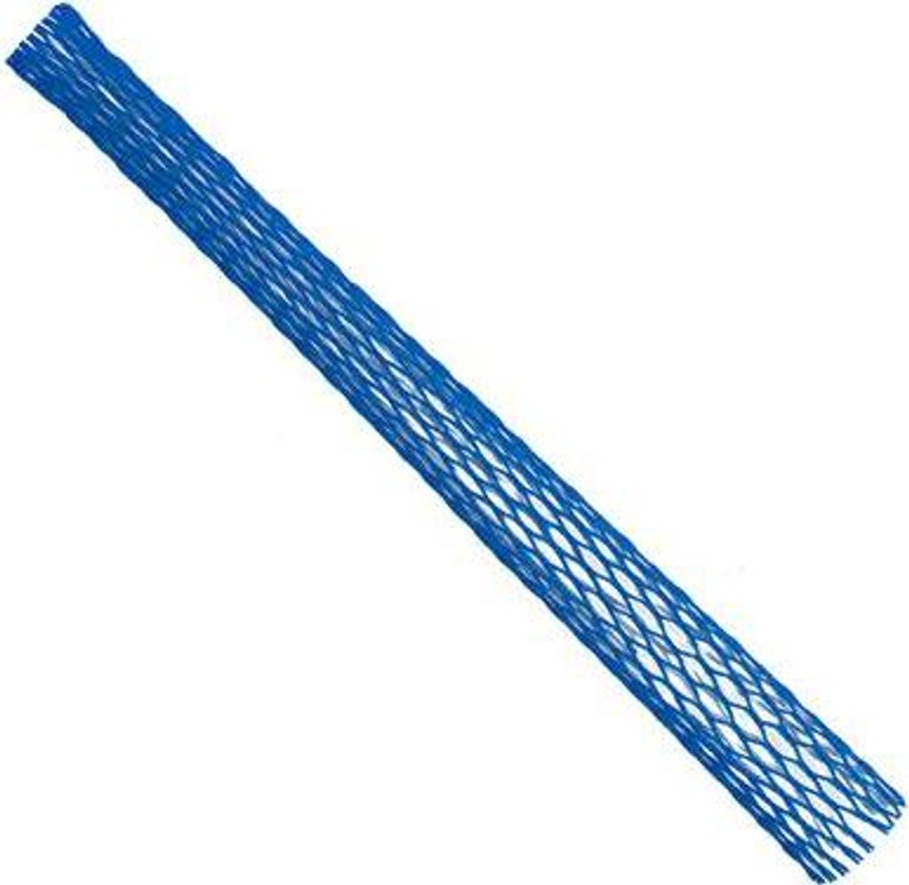 A blue mesh tube is shown against a white background.
