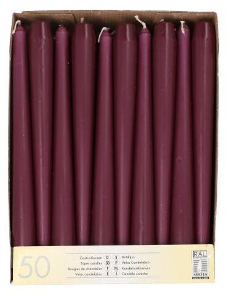 100 Papstar Leuchterkerzen Ø 2,2 cm, 25 cm violett 37065 Produktbild 