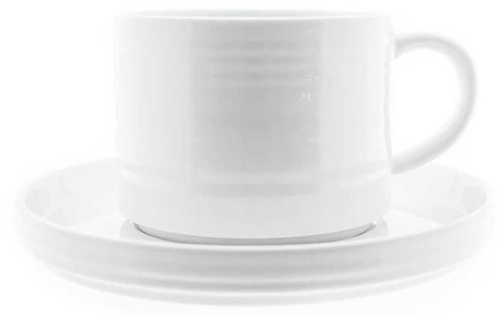 Elegante Kaffeetassen-Set mit Untertasse in Weiß aus Produktbild 