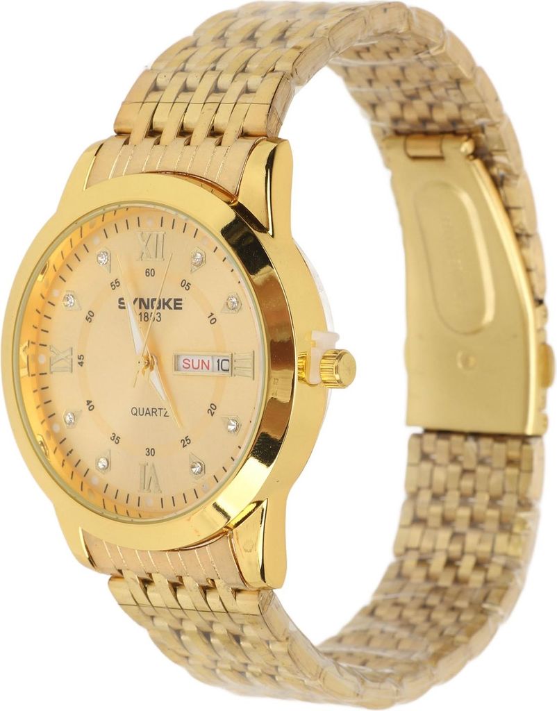 Uhr für Männer Quarz Tag Datum wasserdicht lässig Luxus leuchtende Mode Kleid Uhr mit Legierung Uhrenarmband für Business Gold