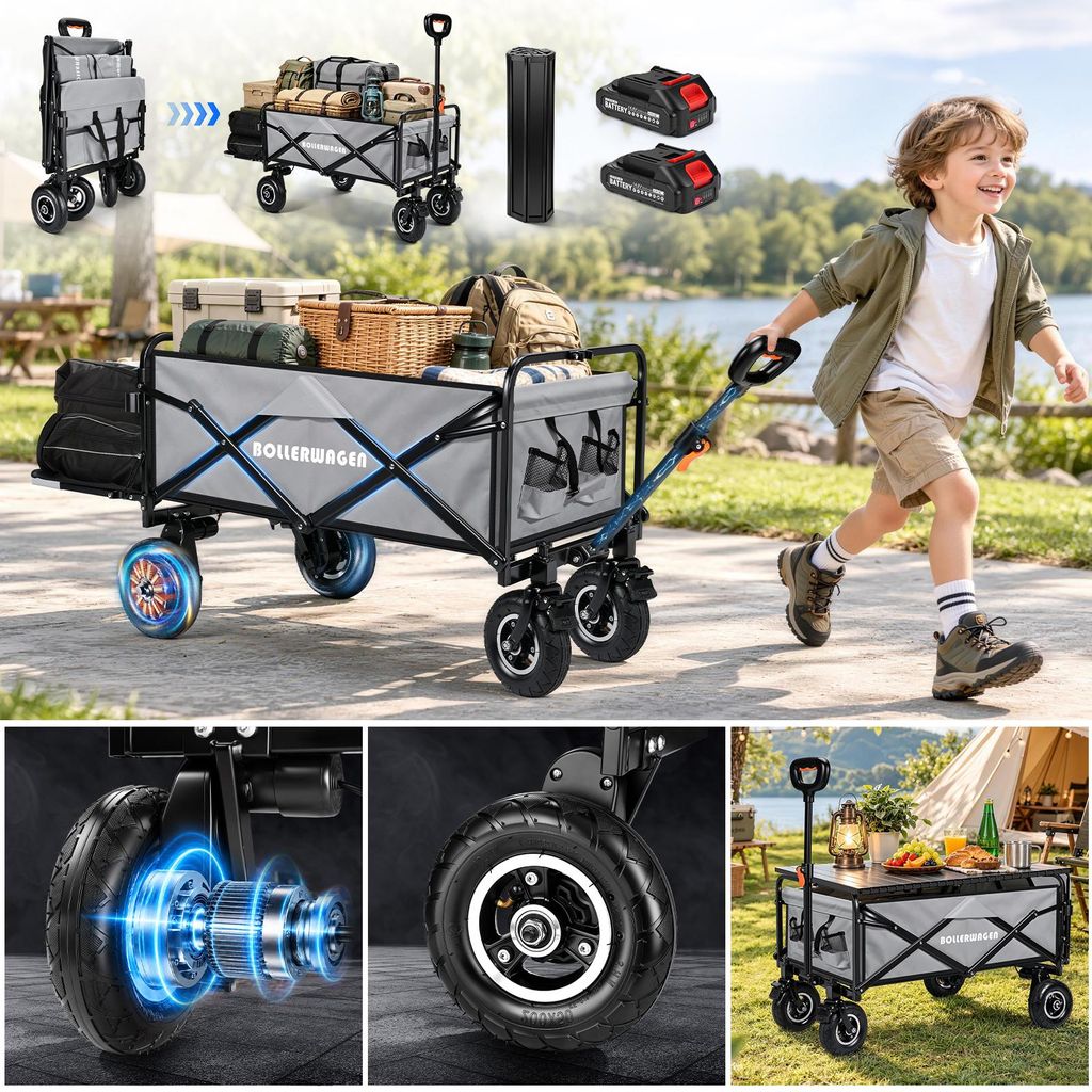 Chariot électrique avec pneus et table pliante | 2 Image du produit 
