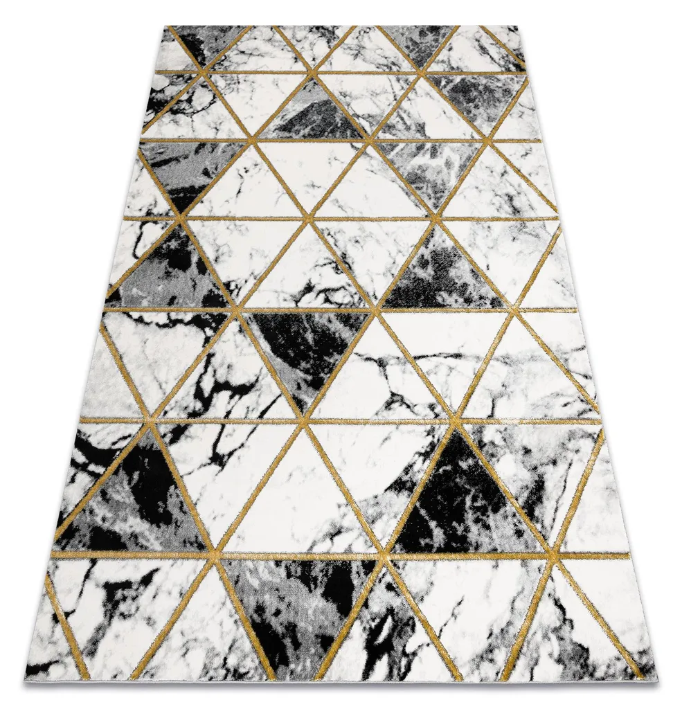 Tapis EMERALD 1020 marbre noir et beige doré glamour 140x190 cm