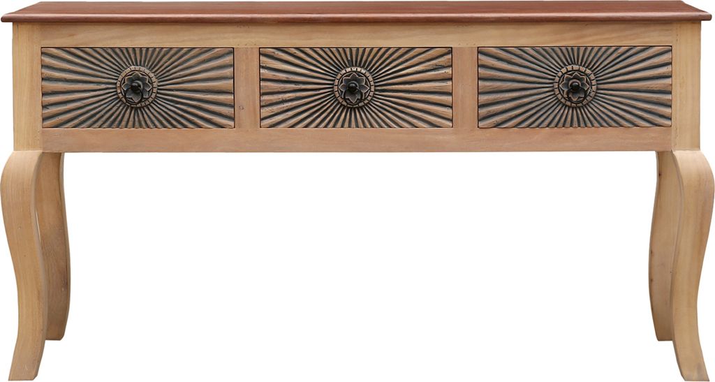Marrakesch Vintage Konsolentisch Kommode aus Teak Holz 150cm breit und 40cm schmal | Stilvolle Konsole Abbey als skandinavische Möbel für Wohnzim...