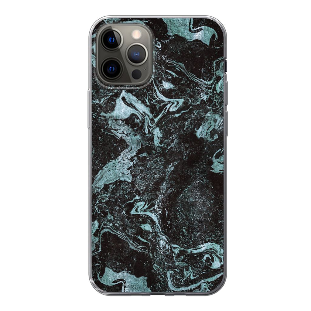 MuchoWow Handyhülle Schutzhülle Hülle für iPhone 12 Pro Marmor - Naturstein - Luxus Silikon Softcase Handy Hülle - Abdeckung