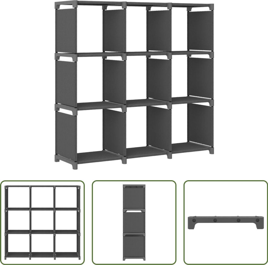 The Living Store Würfelregal mit 9 Fächern Grau 103x30x107,5 cm Stoff