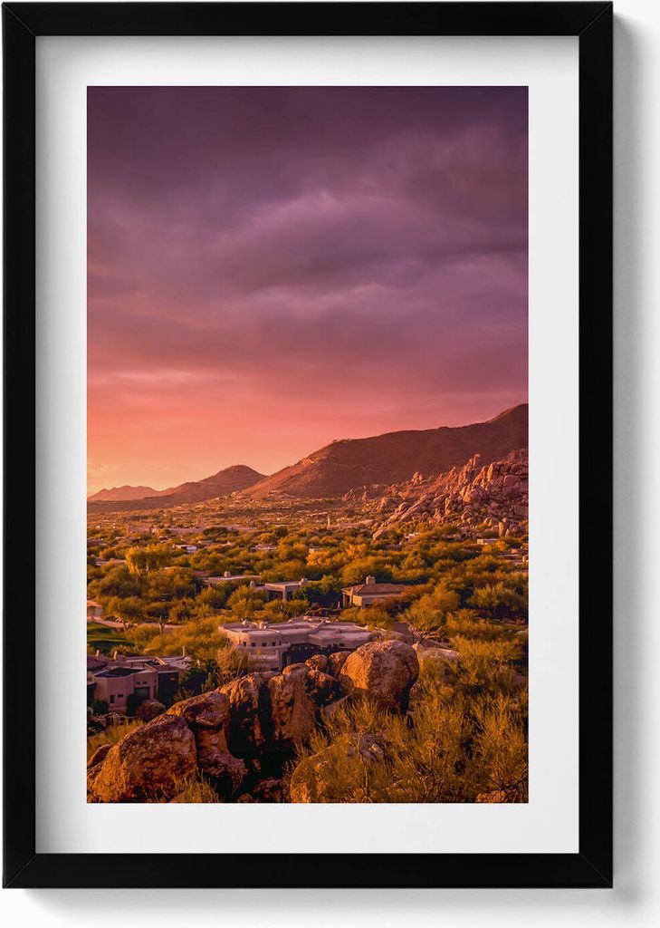 Sonnenuntergang über Nord-Scottsdale– Wandbild mit Rahmen – Gerahmtes Bild – Wanddekoration – 40x60 cm – Schwarz