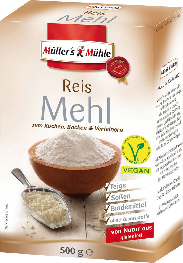 Müllers Mühle Reis Mehl zum Kochen Backen und Verfeinern Produktbild 