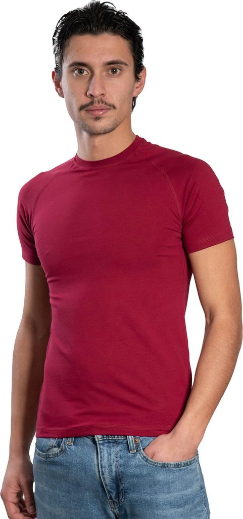 Herren T-Shirt Baumwolle Stretch – Slim Fit Raglan Kurzarm, Rundhals, S–XXL