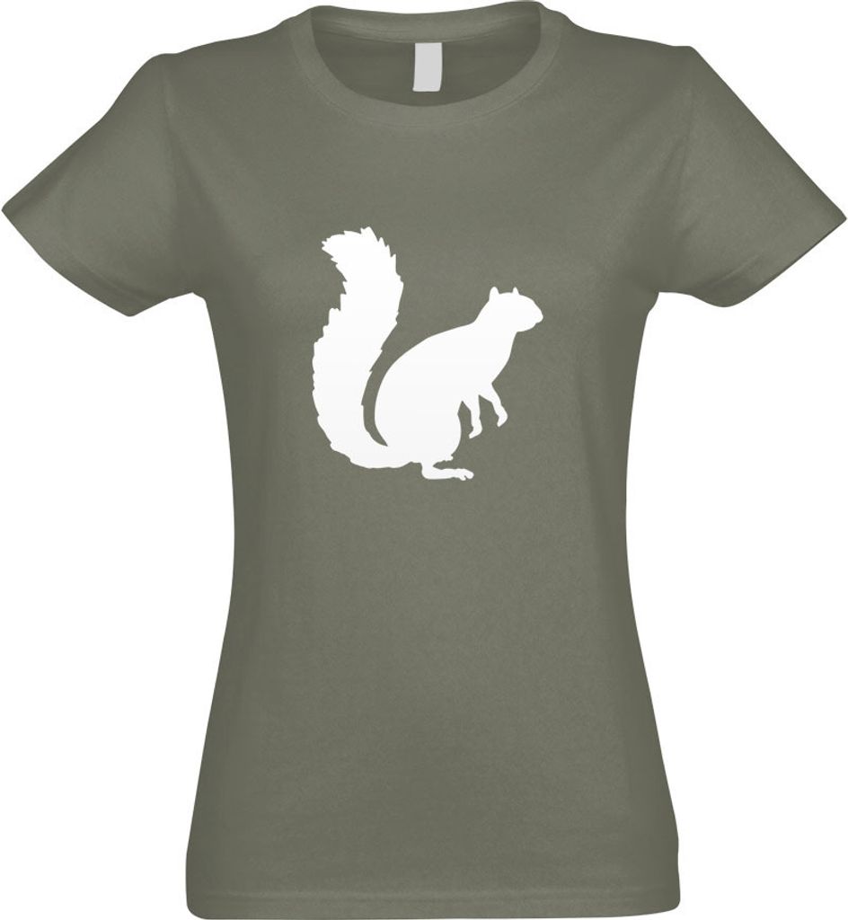 Kiwistar - T-Shirt tailliert - Damen - Olive - Eichhörnchen - Squirrel - mit Motiv Bedruckt - Funshirt Design - Sport - Freizeit - Damen - S