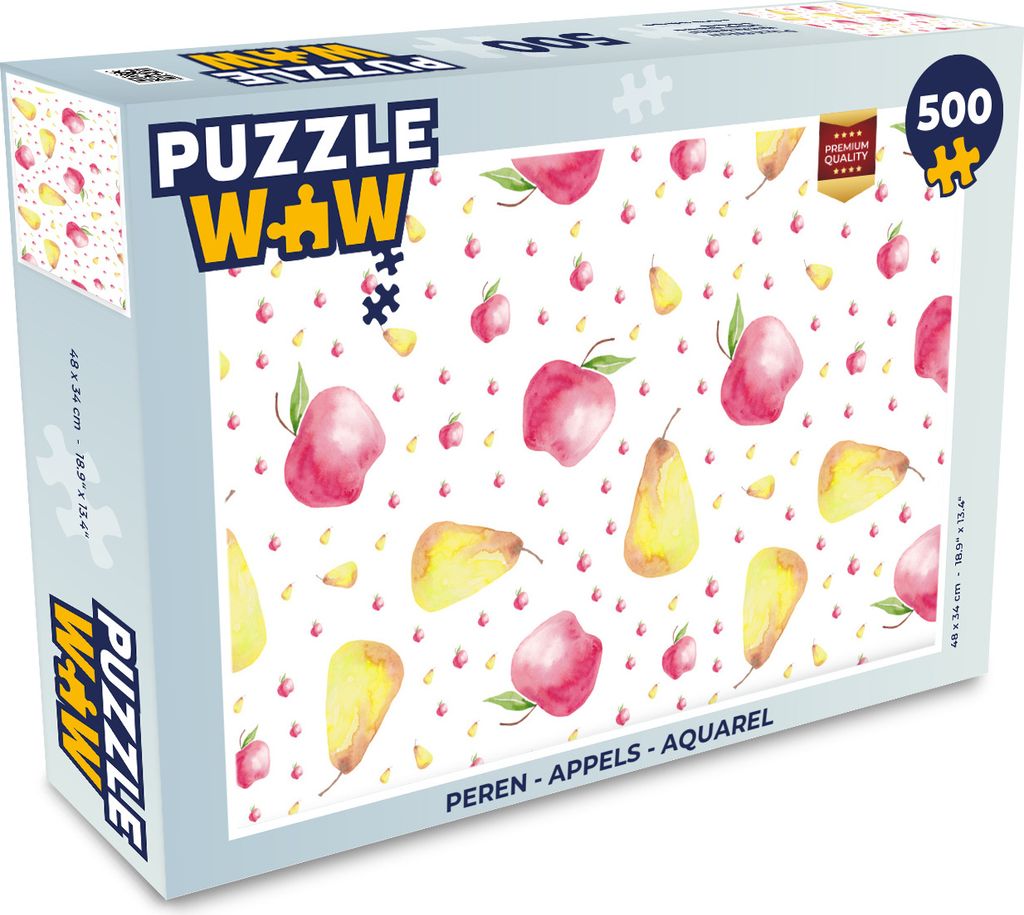 MuchoWow Puzzle 500 Teile Birnen - Äpfel - Aquarell - 500 Teile - Kinder - Selberbauen - Puzzlespiele