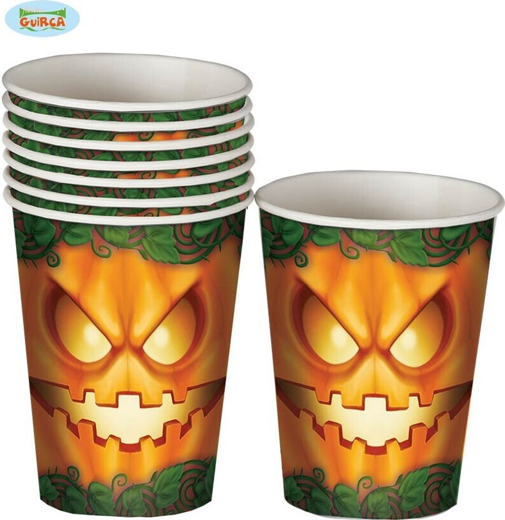 Tasche 8 Gläser 10 Cms. Halloween Kürbis Produktbild 