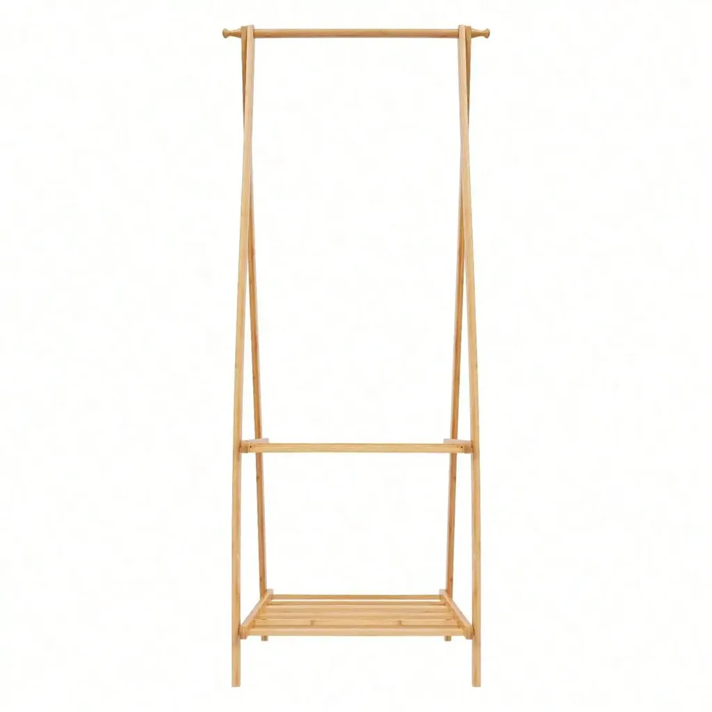 Portemanteau bambou pliable 160cm - Fini les vêtements froissés au sol