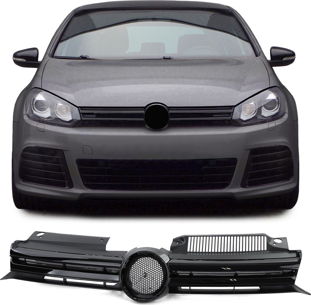 Kühlergrill Sportgrill Grill in Schwarz Glanz für VW Golf 6 Produktbild 