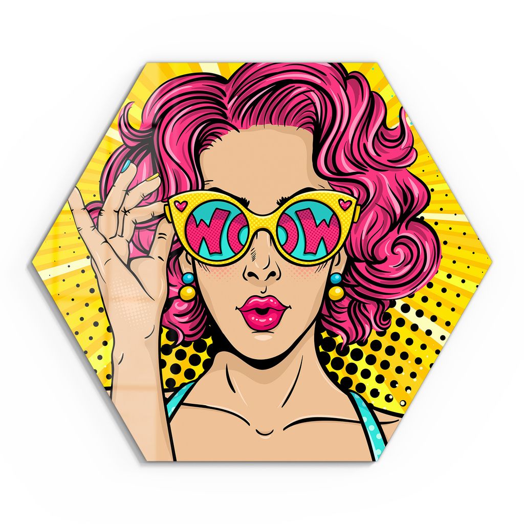 DEQORI Glasbild Echtglas 40x35 cm 'Frau mit Sonnenbrille' Wandbild Bild modern Deko