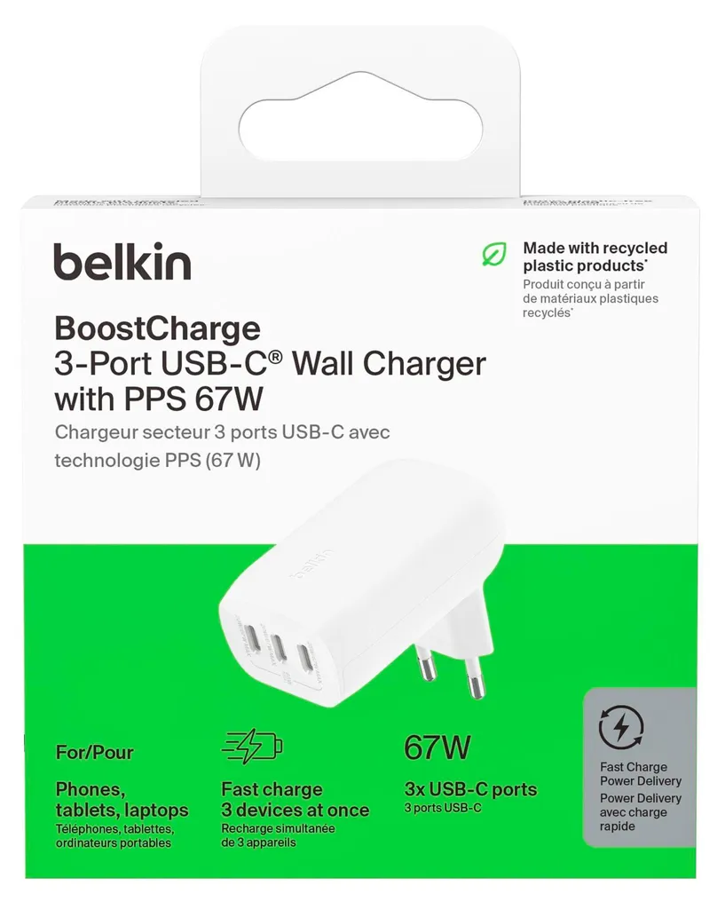 Station de Recharge Filaire Belkin BoostCharge avec Port USB-C 30W Noir