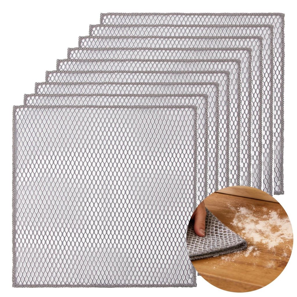 Set mit 10 Mikrofasertüchern (30 x 30 cm) zum Reinigen von Teig, effektiver Teigentferner für hartnäckige Teigreste beim Brotbacken, Reinigungst...
