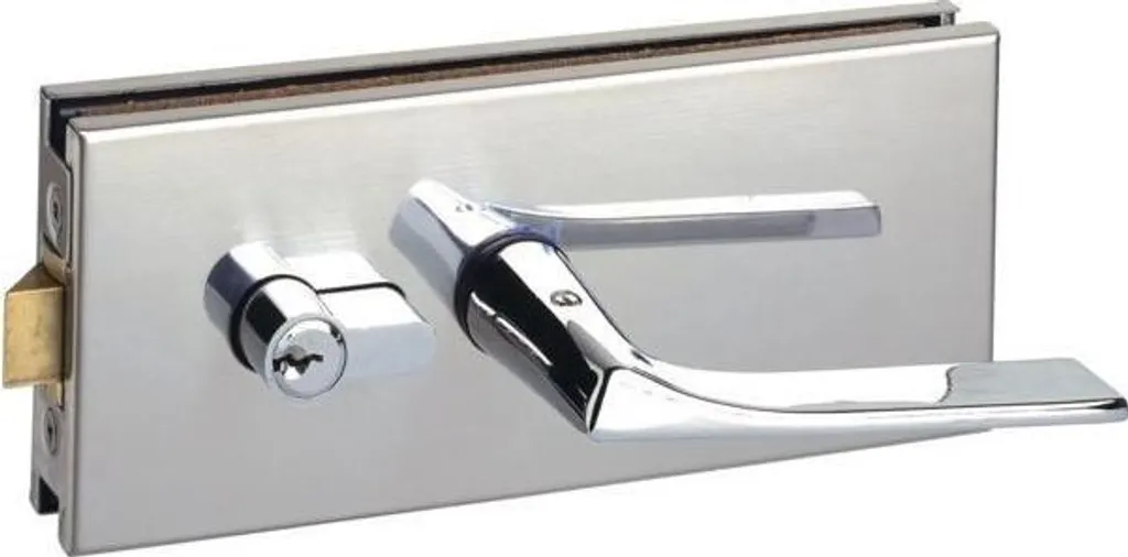 Serrure de porte en verre avec poignée carrée et plaque Metalux 77x185