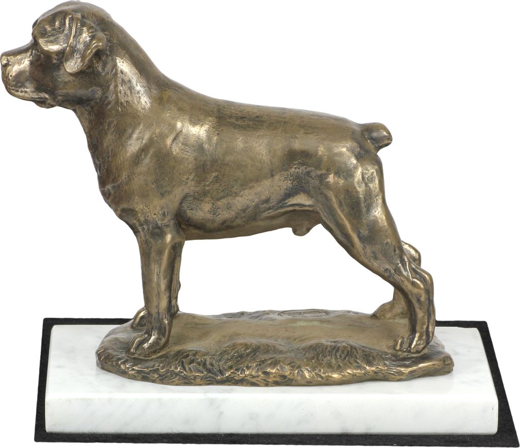 Rottweiler - Hundestatue, Figur auf weißem Marmor, Trophäe für die Art-Dog-Hundeaustellung