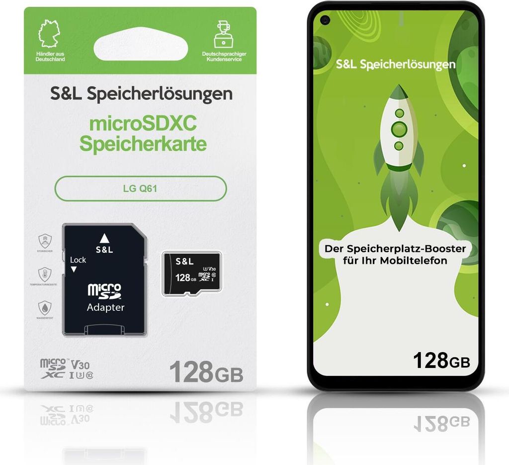 microSD Speicherkarte S&L für LG Q61 - Speicherkapazität: 128 GB