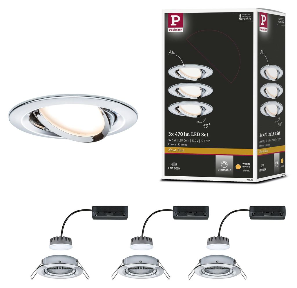Paulmann LED Einbauleuchte Nova Plus Basisset schwenkbar Produktbild 