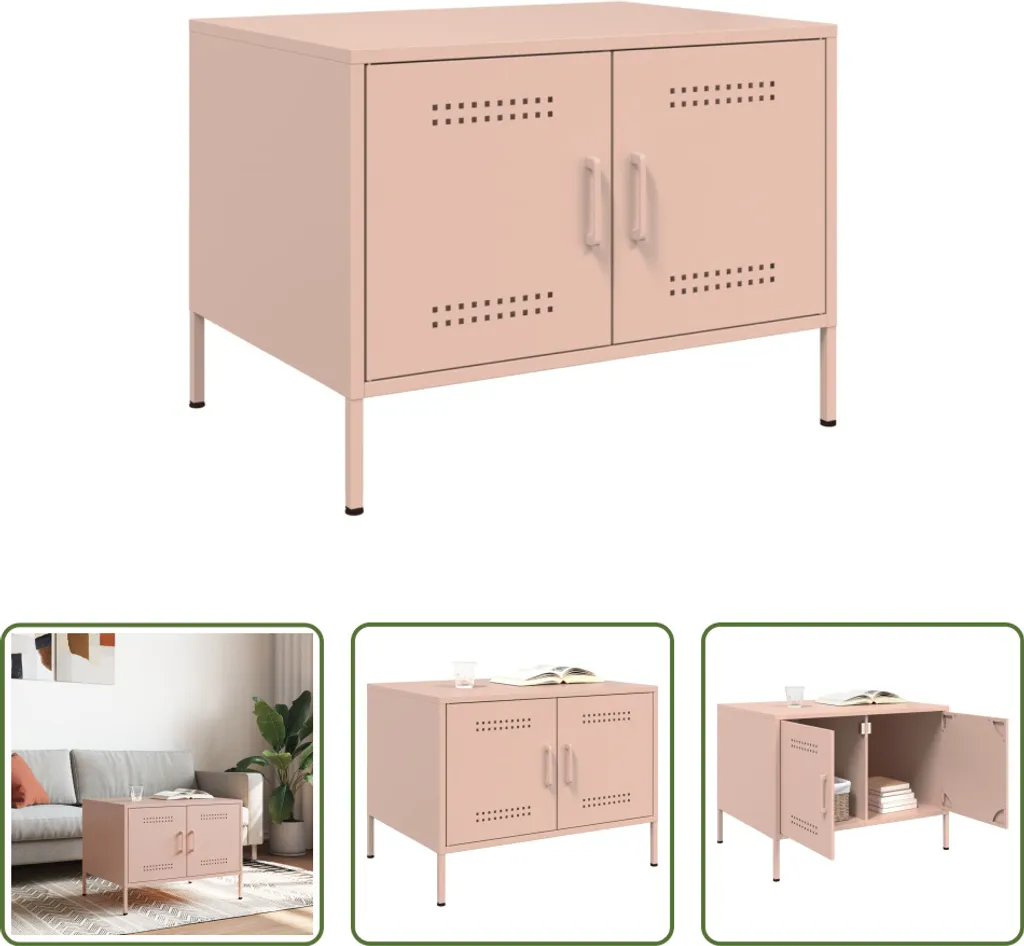 Tavolino Rosa 68x50x50,5 cm Acciaio Laminato a Freddo | Offerta Online