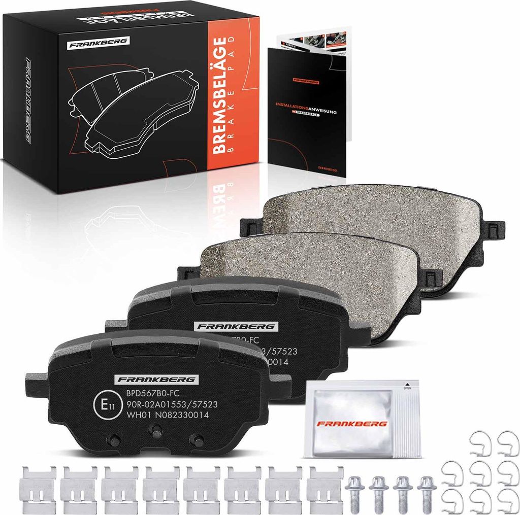 Frankberg 4x Bremsbeläge Hinterachse für Mercedes-Benz W177 V177 W247 C118 X118 H247 X247 2018-2025