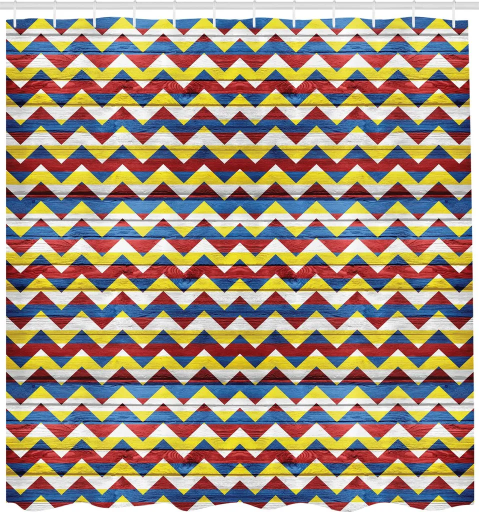 Tenda Doccia 175x200 ABAKUHAUS Zig Zag Retrò - Impermeabile Tessuto - 2