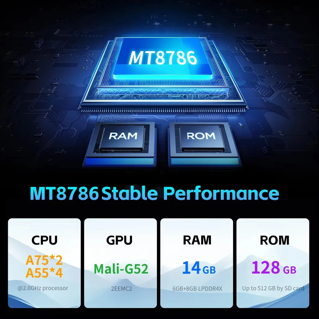 Tablette PAD11 Octa-core 14Go RAM Écran IPS 27,8 cm Android 15 Noir 4G