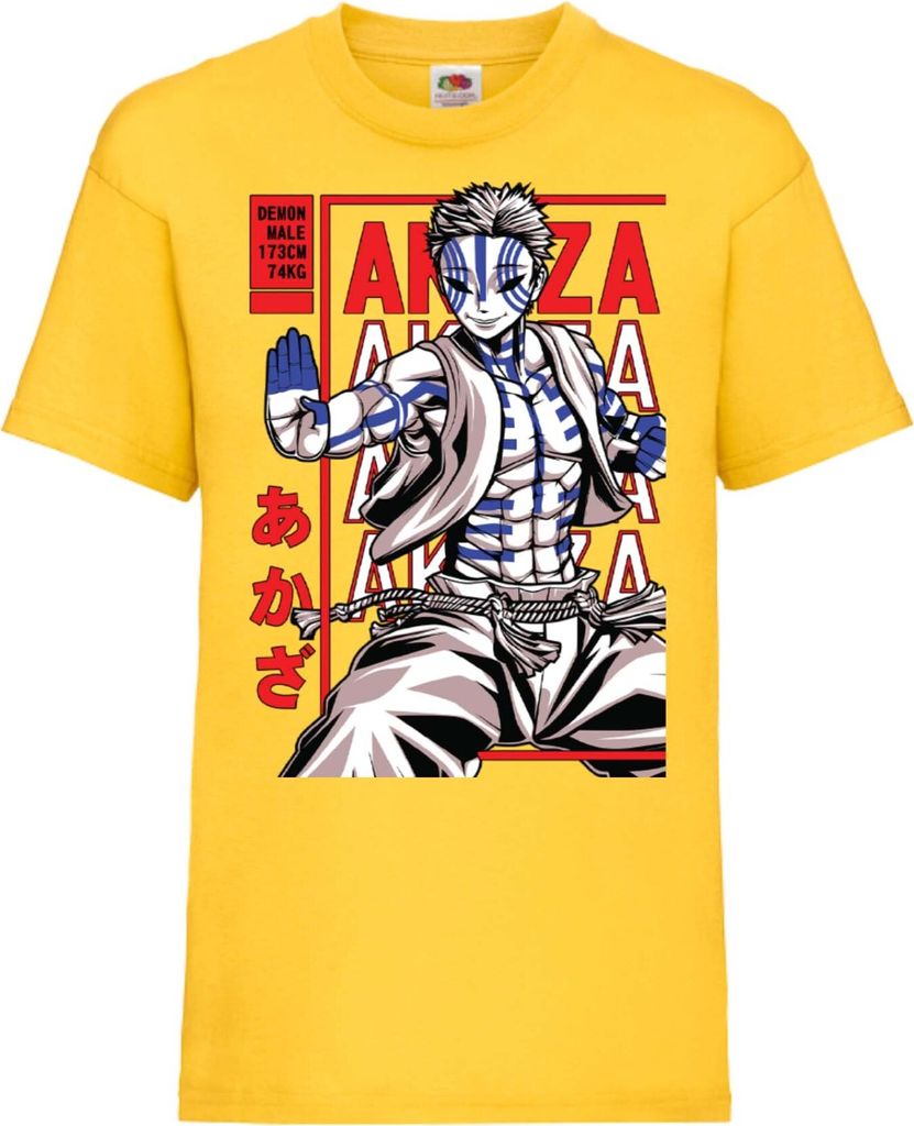 Kinder T-Shirt Demon Anime Slayer Akaza Upper Rank Akaza, 5-6 Jahr - 116 / Gelb