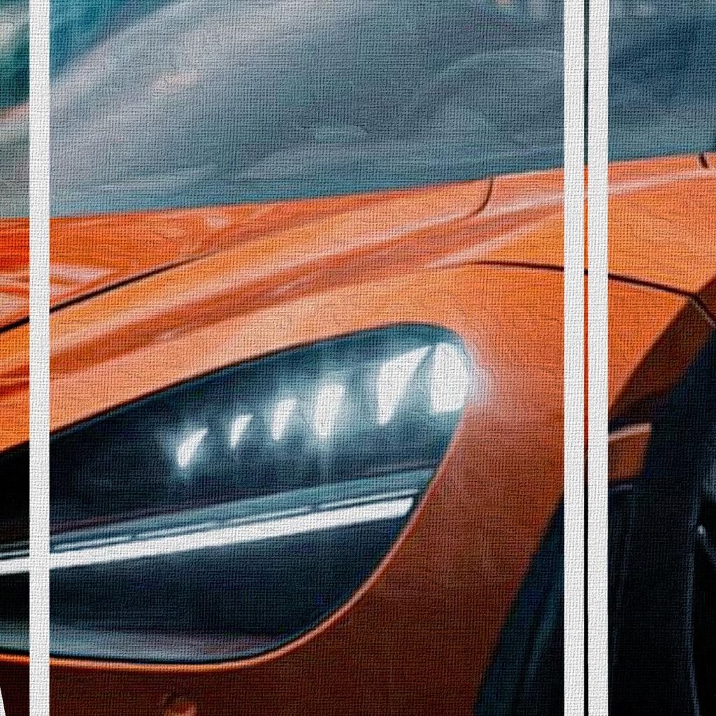 SUPERCAR - ORANGE - THINK BIG - auf Canvas gedrucktes Bild, auf Holzrahmen montiert 100x140 cm