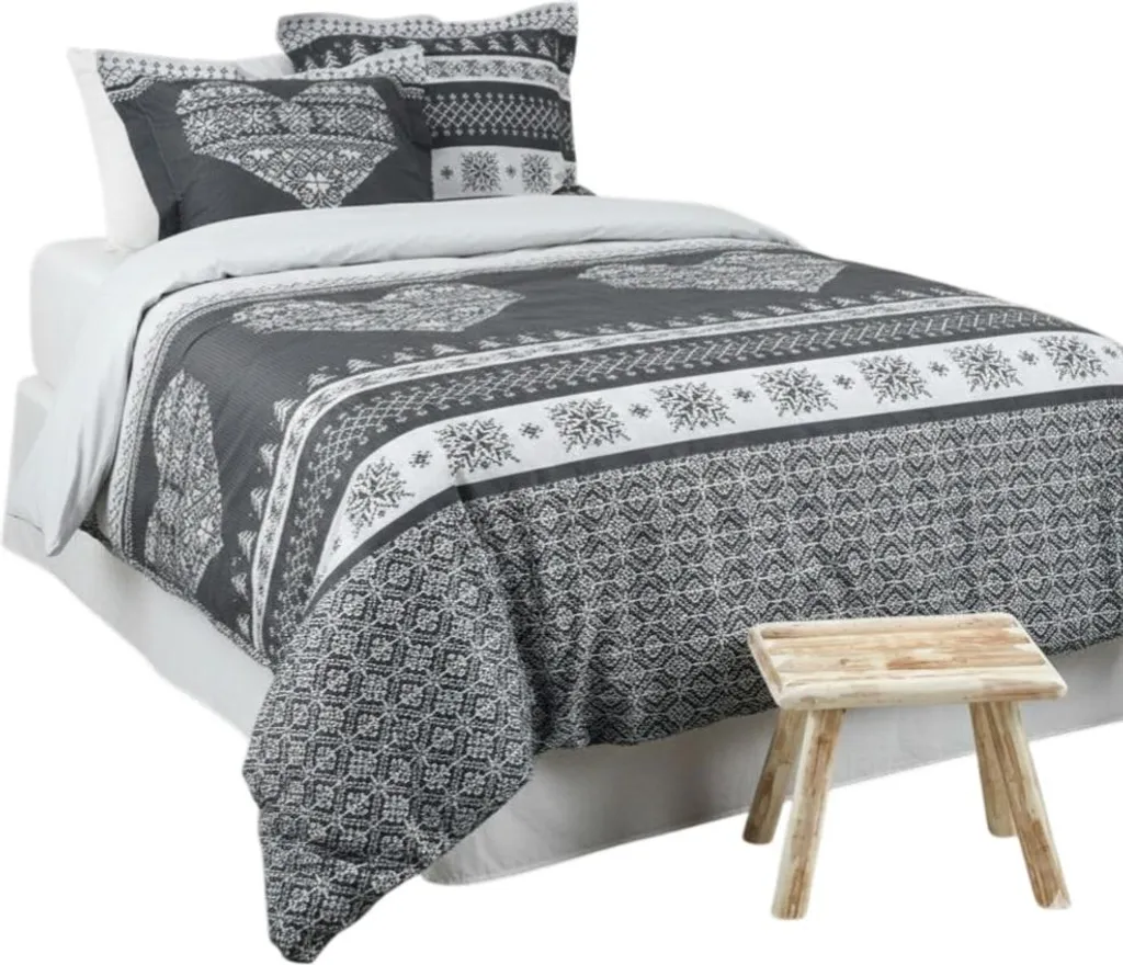 Parure de lit Esprit Chalet Coeur coton doux fini le linge de lit rêche